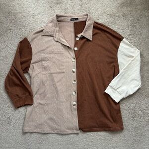 Shein Curve Colorblock Button Up